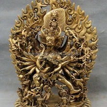 1" Тибет Латунь Буддизм Джосс Будда Ямантака Ваджрабхайравы Dhammapala Статуя