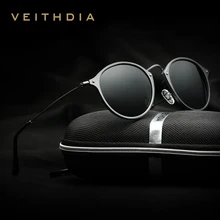 Солнцезащитные очки унисекс VEITHDIA, круглые дизайнерские очки с поляризационными зеркальными стеклами, для мужчин и женщин, модель 6358