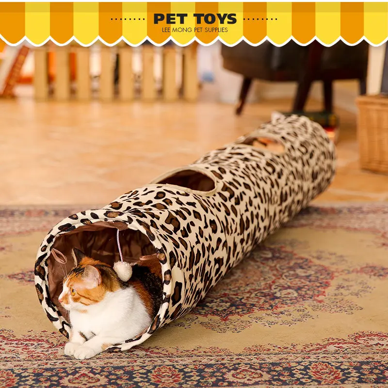 

Pet supplies leopard cat tunnel linter folding cat toy cat tunnel tent pet supplies 135 cm free shipping