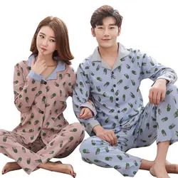 Высокая Качественный 100% хлопок пара Пижамы для девочек с длинными рукавами и принтом Для женщин пижамный комплект Повседневное indoor