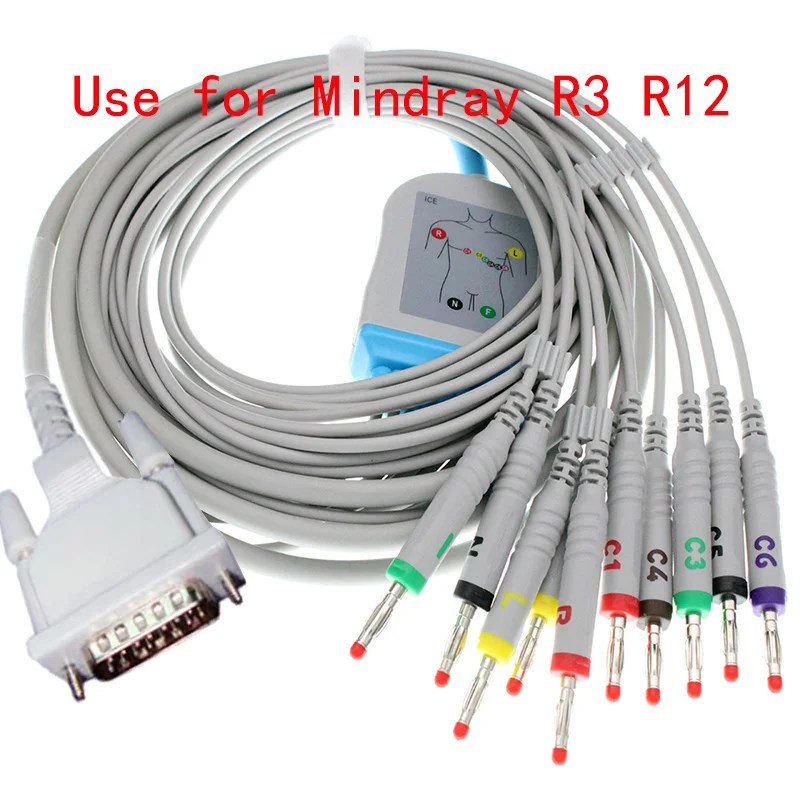 Совместимость с 15-контактным монитором Mindray R3 R12 ECG EKG 040-001644-00 из 12 свинцовых