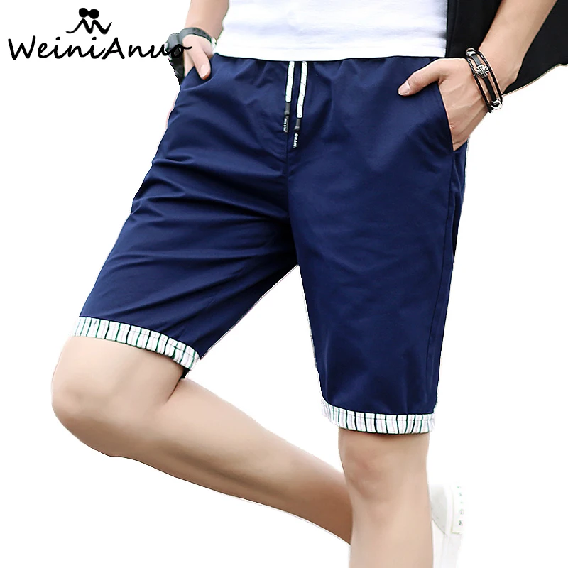 WEINIANUO Slim Fit Хлопок шорты Для мужчин лето Горячие Boardshort Одежда высшего качества