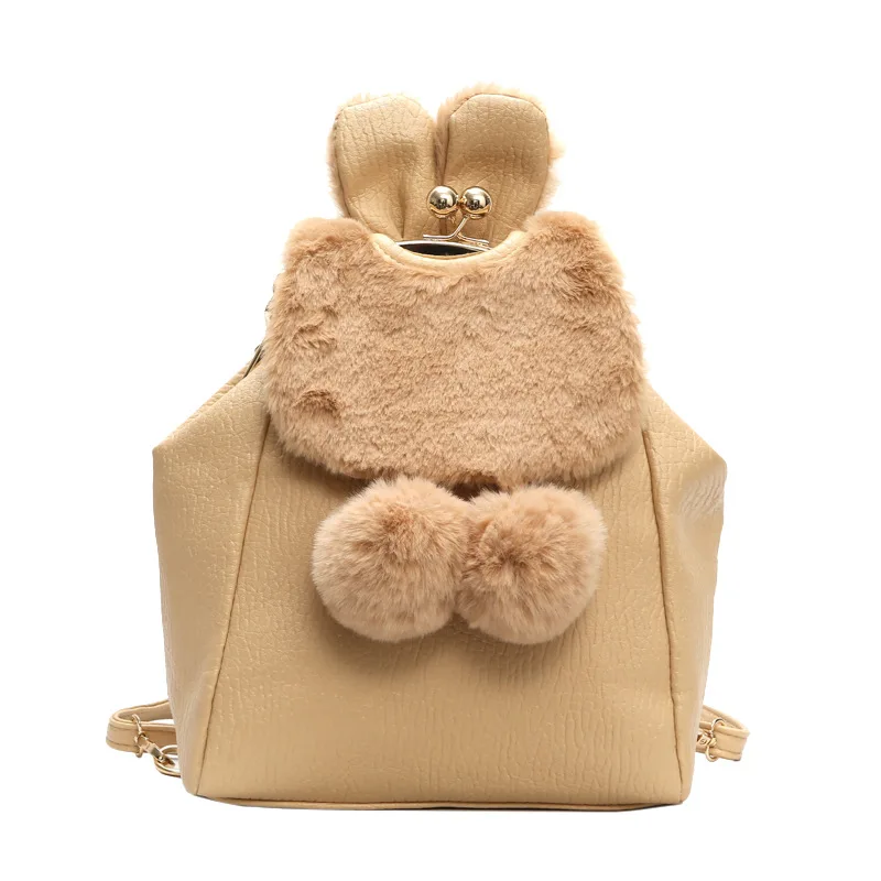 

Lovely rabbit fuzzy backpack adorable animal shoulder rucksack fur satchel