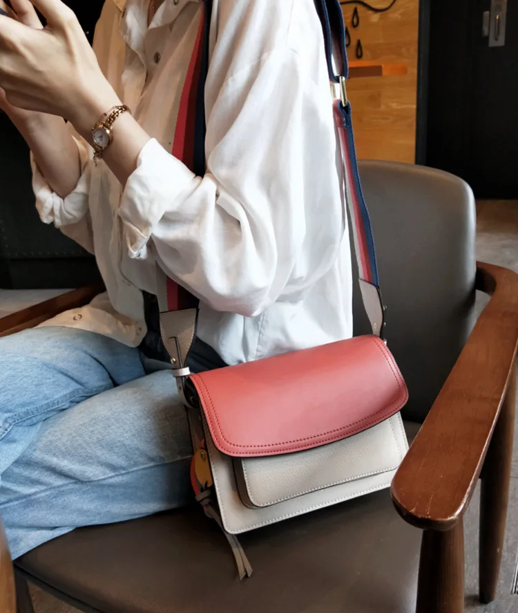 Винтаж Ggenuine кожа Сумки для женские толстовки контрастного цвета, модная сумка через плечо сумки для документов Роскошные дамские Сумки Для женщин дизайнерская сумка