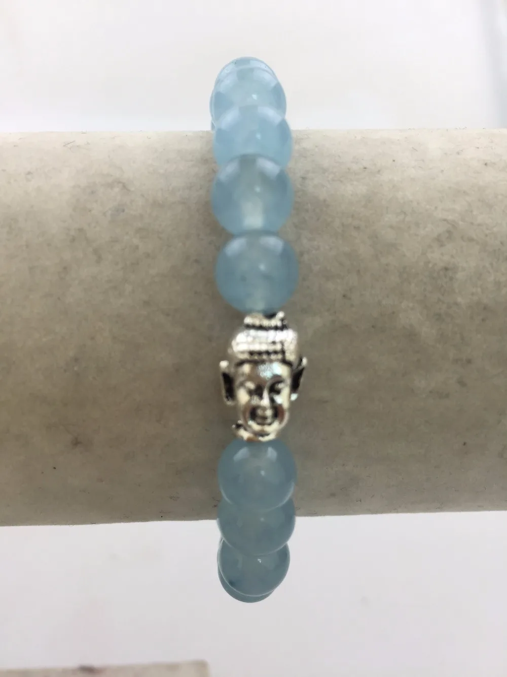 8MM Blue Stone Silver Buddha Bracelet Fashion Bracelets Natural Stone