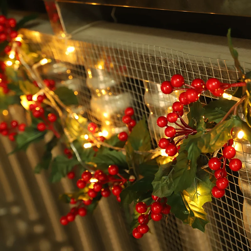 

HOYVJOY 180cm Spring red fruit green leaf decoration rattan artificial plants Thanksgiving Christmas beautiful home decor