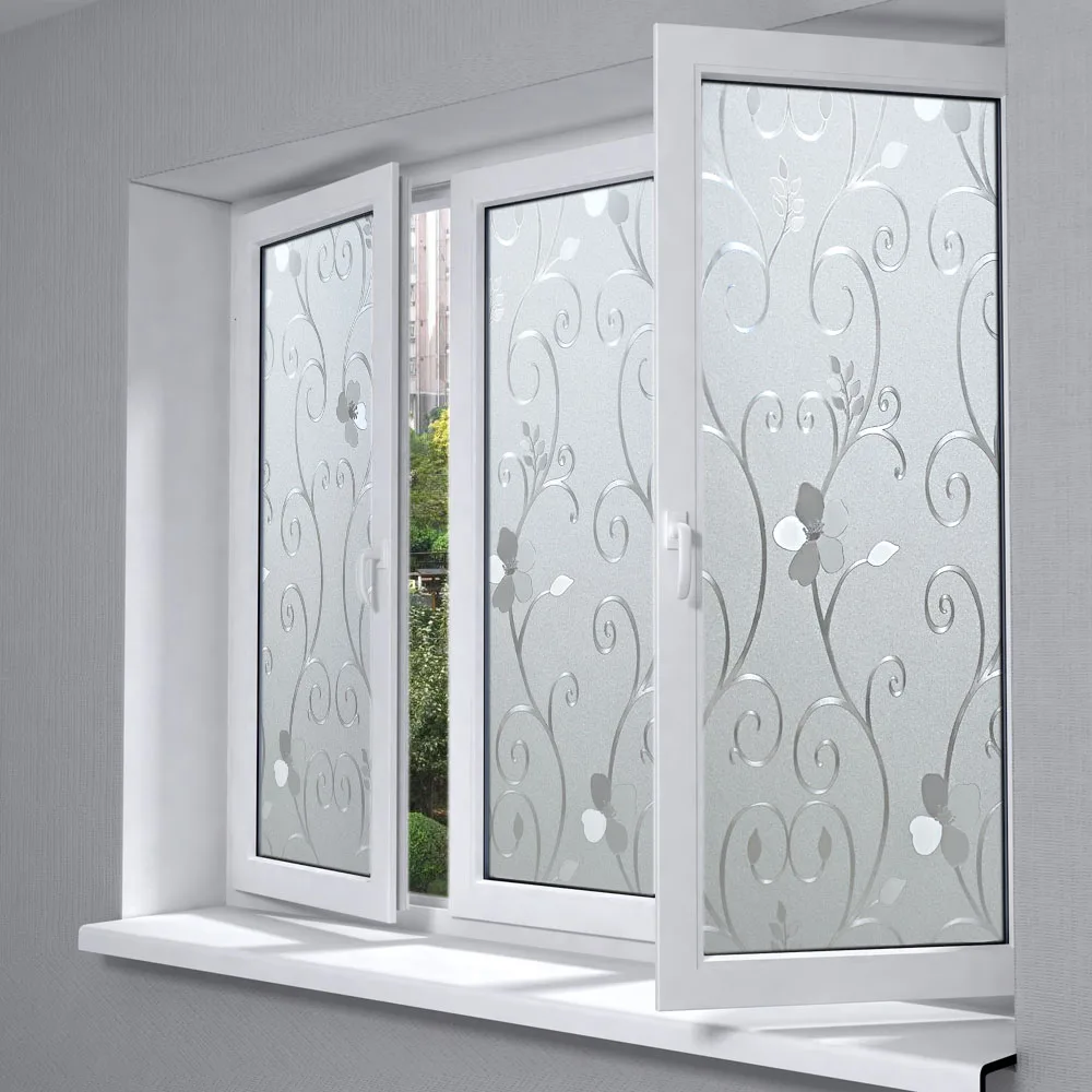 3D PVC Flower vines window glass film balcony sunscreen bathroom film