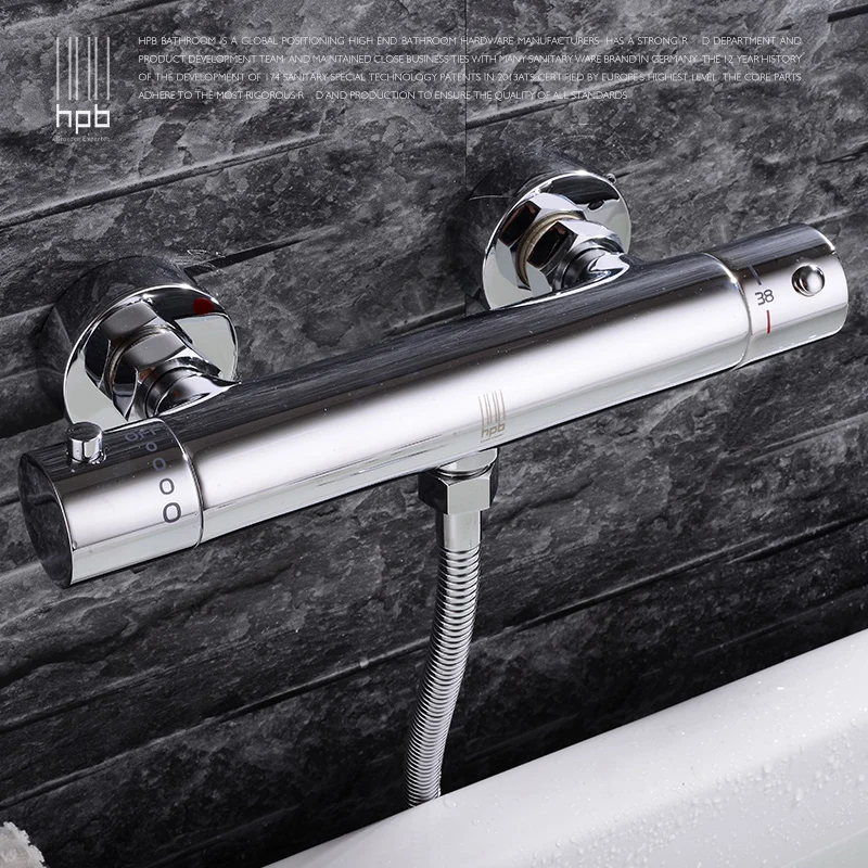  Full - copper thermostat mixed valve faucet hot water and cold shower set