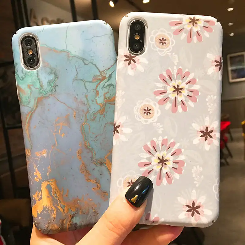 

Small Fresh Flowers For Iphone 6 6S 7 8plus X Xs Xr Max Marbled Anti-Fall Mobile Phone Case