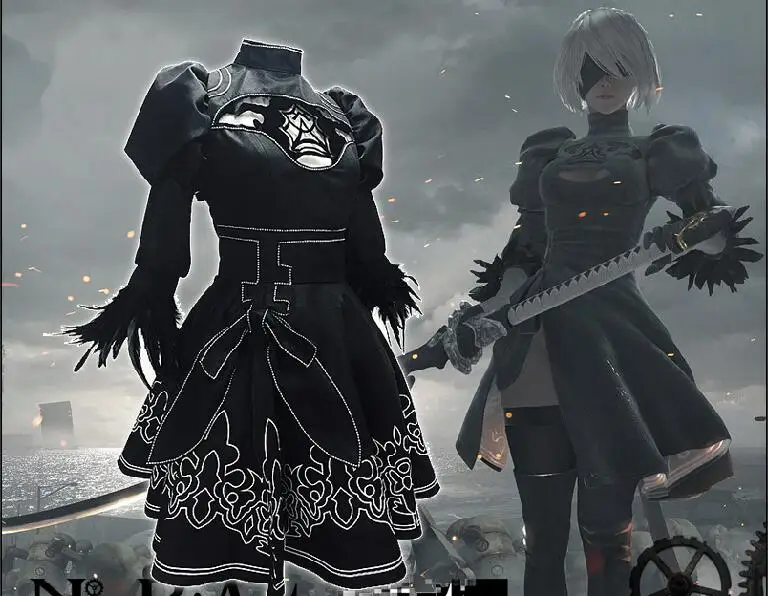 Yorha 2B сексуальный наряд игры костюм для женщин ролевые костюмы обувь для девочек Хэллоуин нарядное платье