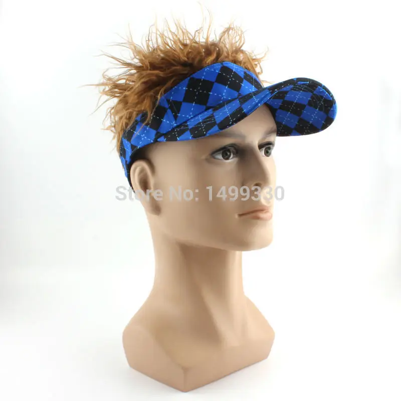 New Geometric Men Fake Hair Hat Golf Baseball Flair Hair Visor Hat Cap