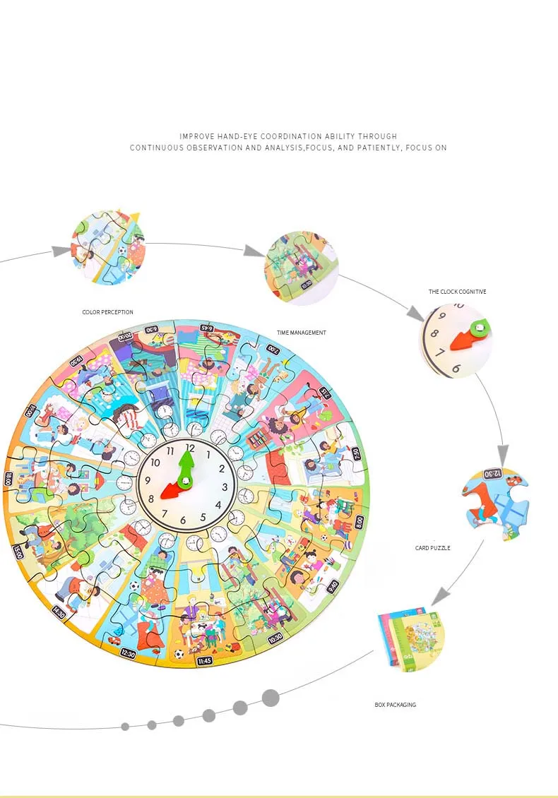 Креативные деревянные часы головоломка время сезонные познавательная Головоломка Детские игрушка-пазл для раннего развития игрушки 4-6 лет