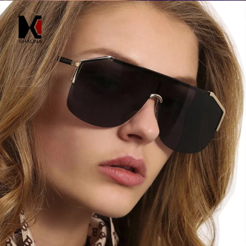 

SHAUNA Oversize Women Half Frame Sunglasses Fashion Men Gradient Goggle Shades