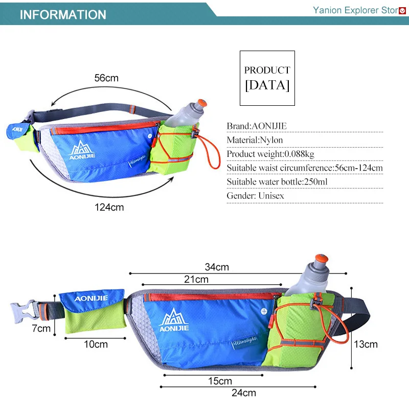 AONIJIE унисекс Беговая Поясная Сумка На Открытом Воздухе удобная спортивная походная гоночная фитнес легкая гидратационная сумка для воды