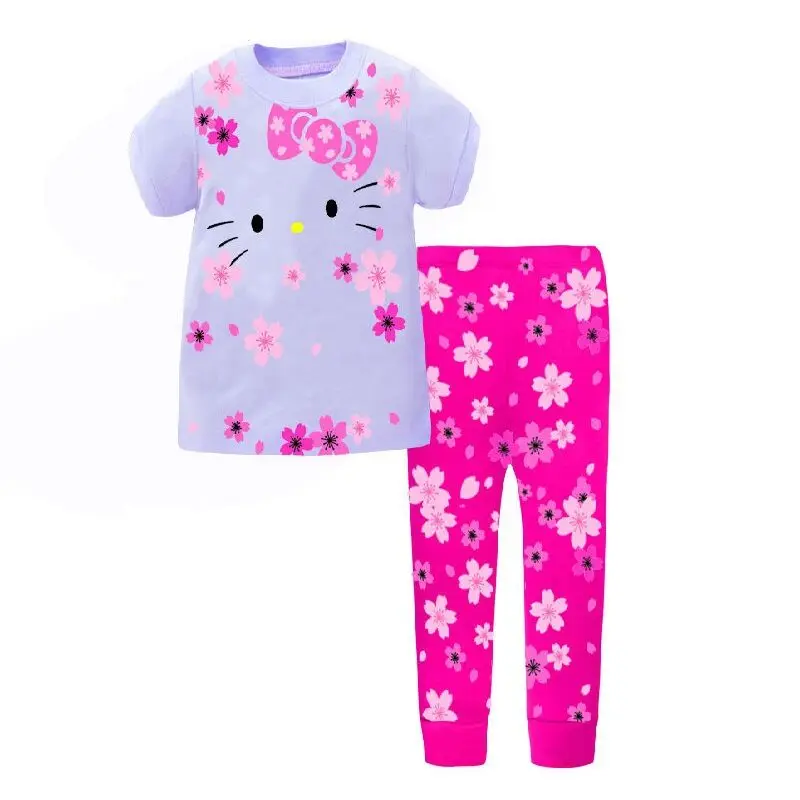 Хлопковая одежда для сна для маленьких девочек топы с длинными рукавами и рисунком Эльзы и Анны+ штаны, пижамные комплекты из 2 предметов для детей 2-7 лет, RY556 - Цвет: color at picture