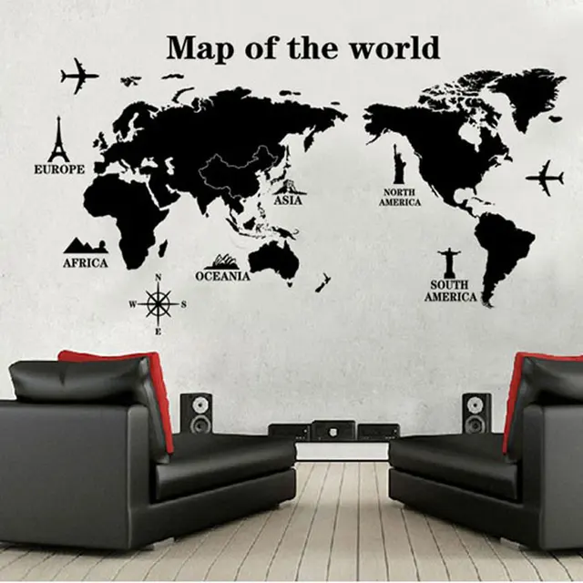 poster letter world map quote scratch map vinyl art decals mural living room office decoration wall