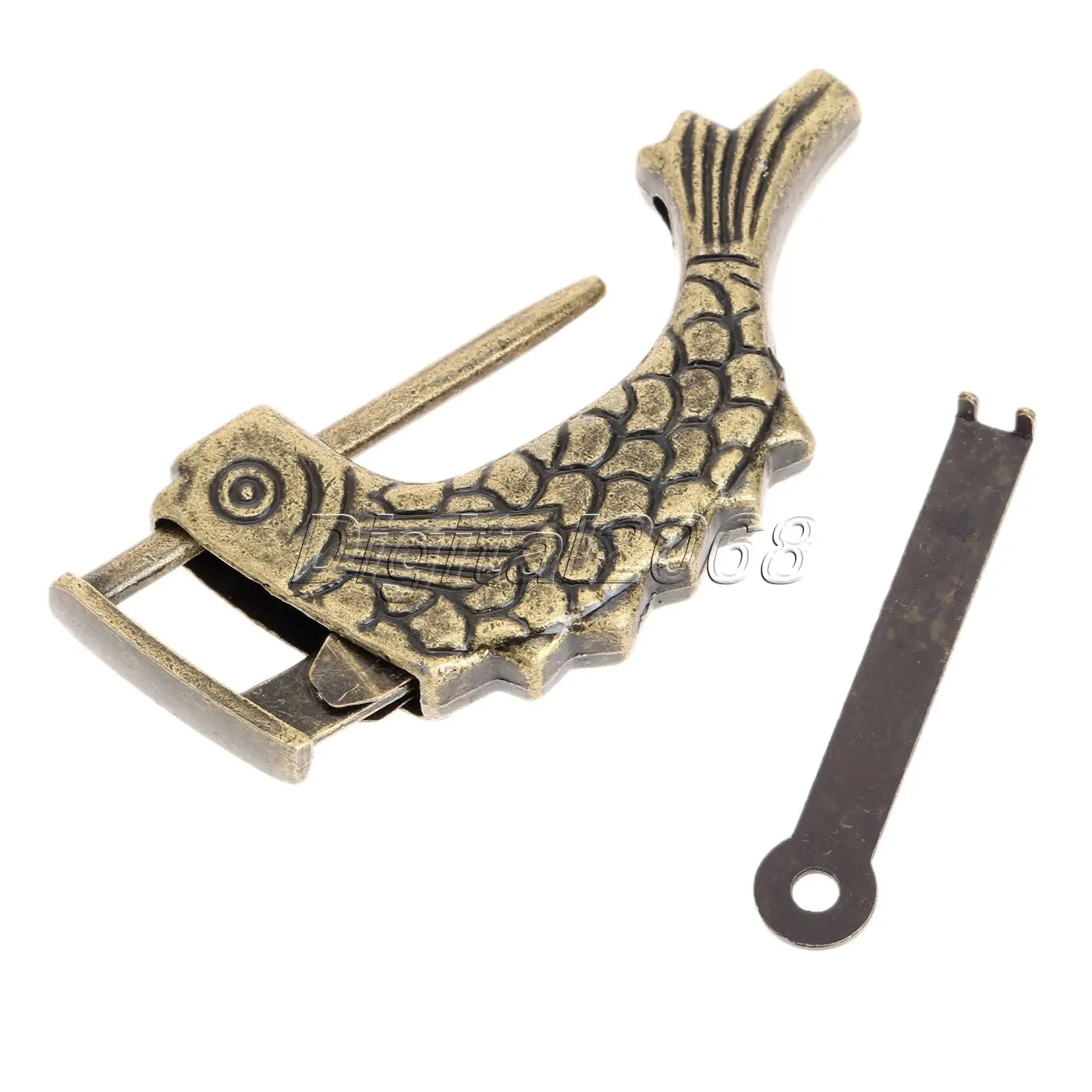 

New Antique Bronze Alloy 60x9x31mm Chinese Old Wooden Box Lock Jewelry Chest Box Lock Padlock for Suitcase Drawer Cabinet