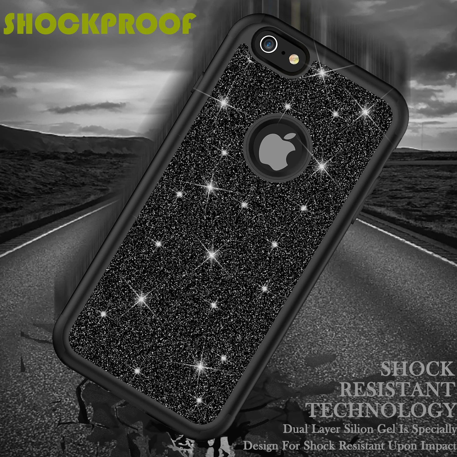 Чехол для Apple iPhone 8 7 6 Plus ударопрочный роскошный блестящий двухслойный резиновый