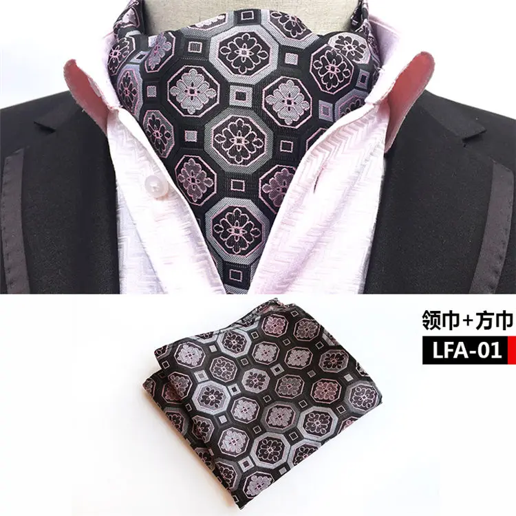 head scarves for men 2 Pcs/Set Luxury Men Formal Scarf Set Unique Paisley Floral Scarves with Handkerchief mens striped scarf Scarves