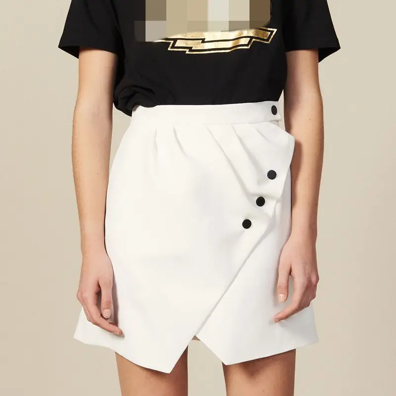 

Office Ladies White Skirt Runway Mini Skirts 2019
