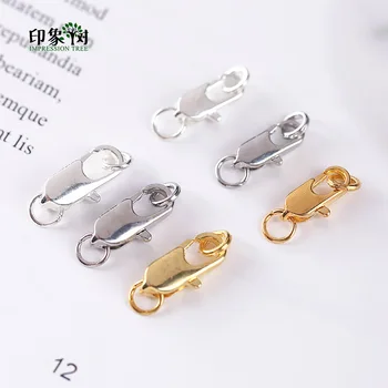

10pcs/Pack14X5 12X4mm Metal Lobster Clasps Claw Hooks With Rings Sets Silver Gold Rhodium Plate DIY Jewelry Making Finding 11000