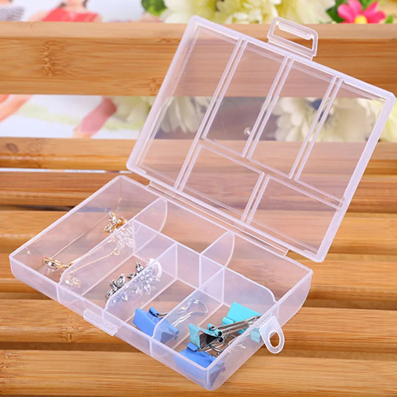 

6 Grids New Plastic Fashion Jewelry Storage Box Holder Container Cosmetic Organizer Nail Art Tips Desktop Sundry Storage Case