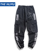 Мужские брюки-карго в стиле хип-хоп, с карманами, уличная одежда, Jogger, модные брюки до щиколотки, мужские брюки с эластичной резинкой на талии, HW60