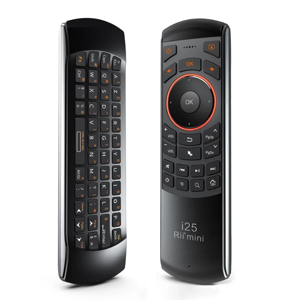 

(French Azerty) Rii Mini i25 2.4Ghz Air Fly Mouse Remote Control with Keyboard for Android TV Box, Mini PC, HTPC
