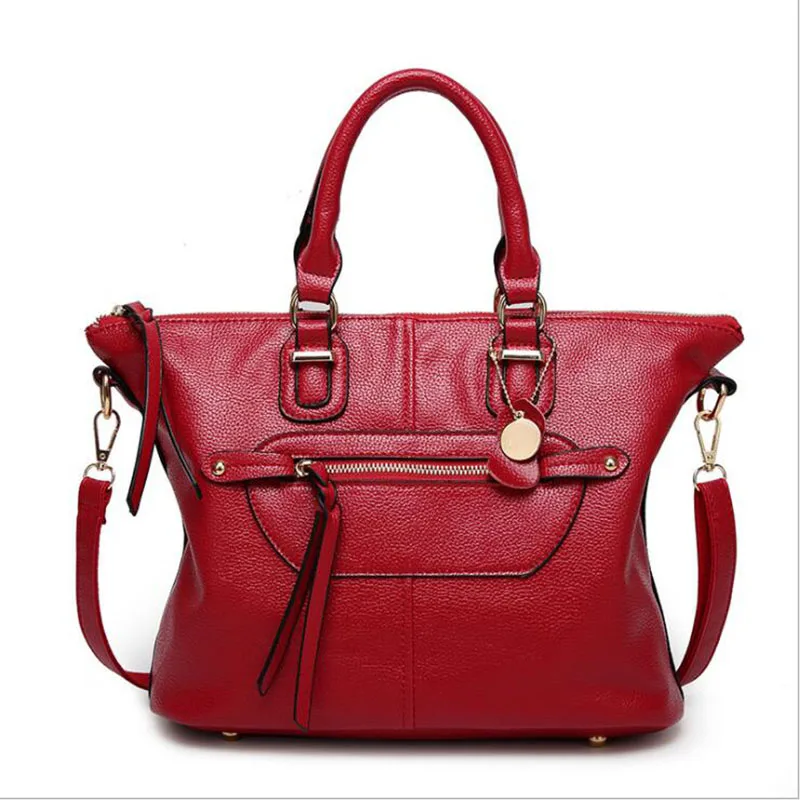 

Women's Handbag 2018 New Fashion Europe and America Hot Brand Simple Shoulder Bag Ladies Solid Big Crossbody Locomotive Bag