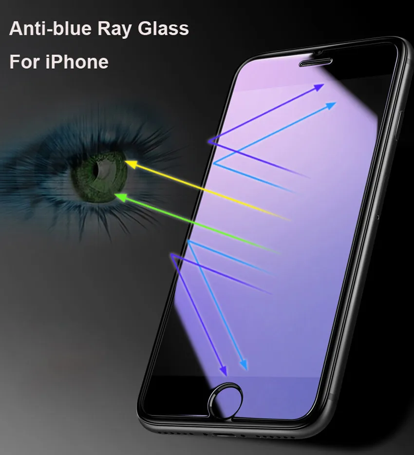 Goede Ultra Dunne Anti Blue Ray Gehard Glas Voor iPhone 7 6 6 s Plus SE 5 5 s 5C HD anti Blauw Licht Screen Protector 9 H Gehard Film