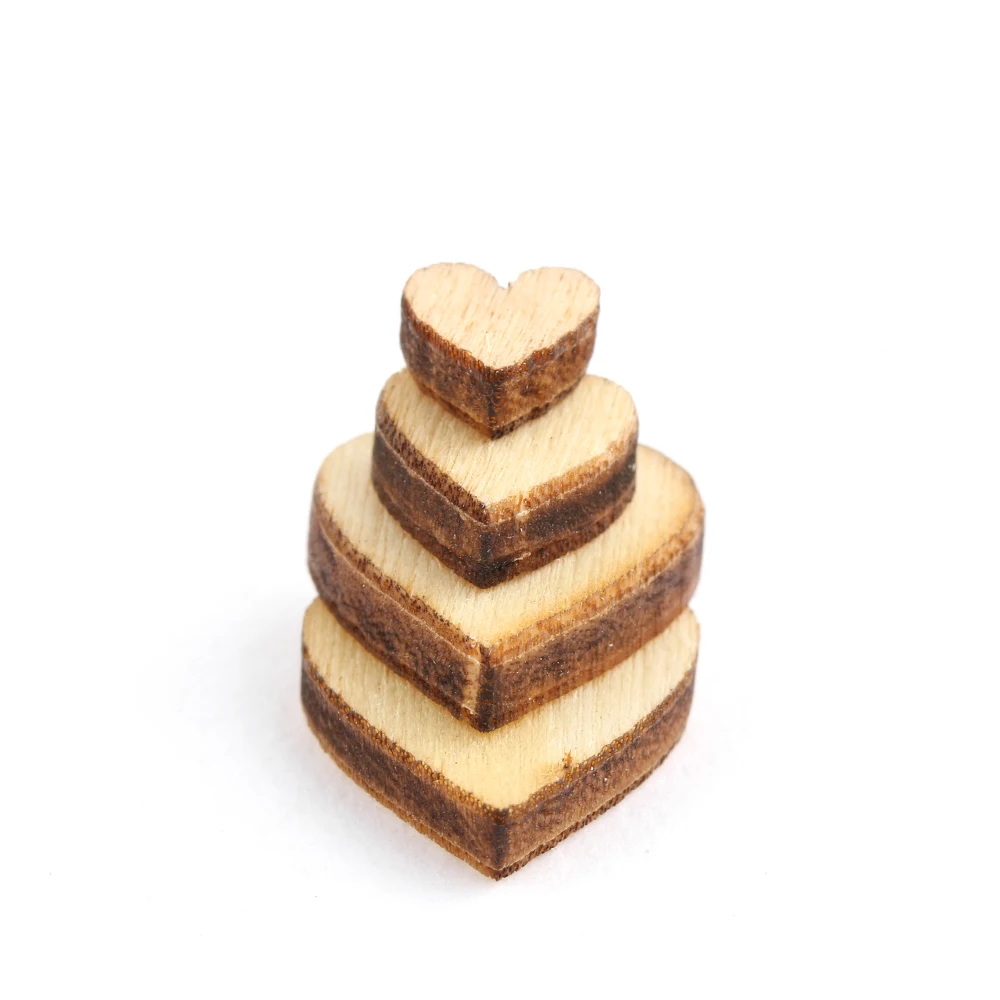 100Pcs/Pack Cute 4 Sizes 6/8/10/12mm Mixed Love Heart Shape Wedding Table Scatter Decor Rustic Wooden Wedding Decoration Buttons