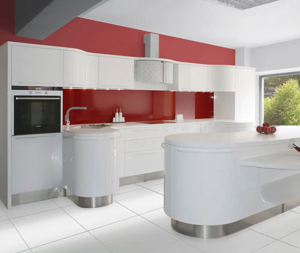 Esmalte blanco y rojo laca gabinete de cocina fábrica en Gabinetes de