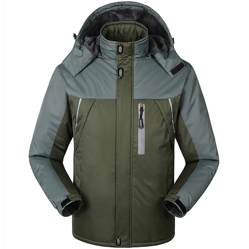 Мужская зимняя куртка, ветрозащитная, водонепроницаемая, утолщенная, флисовая, теплая, пальто, мужская верхняя одежда, 5XL, шапка, съемная, ветровка, военные куртки