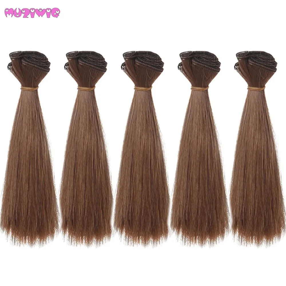 

15cm DIY Doll Heat Resistant Wire Straight Hair Wig Red Brown Purple Khaki Blue Gold Color