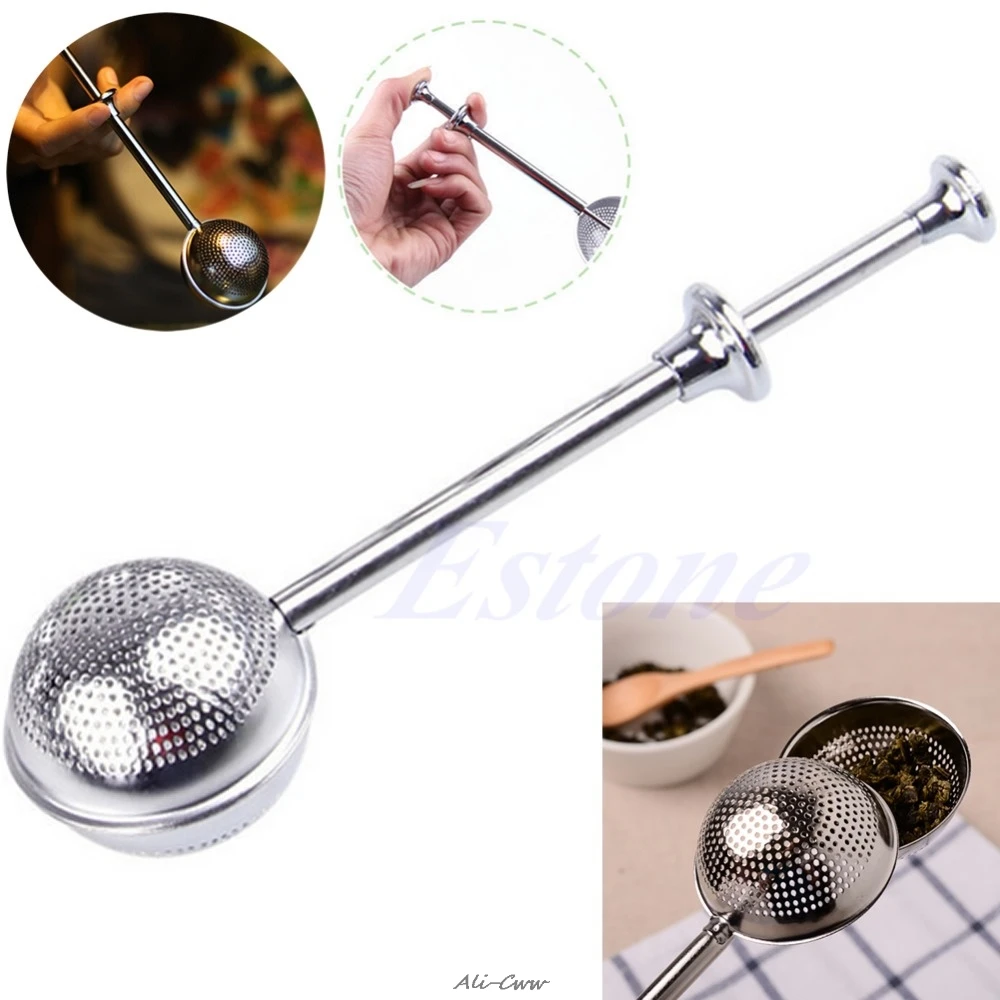 

Ball Push Tea Infuser Loose Leaf Herbal Teaspoon Strainer Filter Diffuser