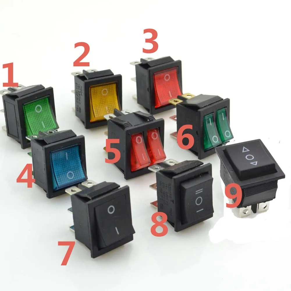 

9pcs Rocker Switch Power Switch 6 pins With Light