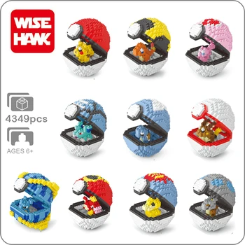 

Pocket Monster Love Ultra Premier Dive Ball Animal Mew Pikachu Charmander Raichu Small Mini Diamond Blocks Building Toy no Box