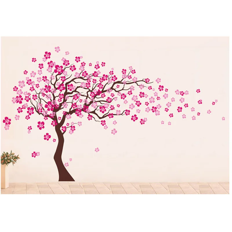 Большой розовый цвет вишня дерево Товары для птиц стены Стикеры винил Книги по искусству наклейка Babys Спальня Декор в гостиную kindgarten декоративные росписи