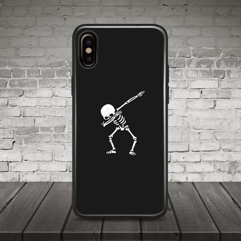 

Black Aesthetic Dabbing Skeleton Soft Silicone Phone Case Cover For Apple iPhone 5 Se 5s 6 6s 6Plus 6sPlus 7 8 7Plus 8Plus X