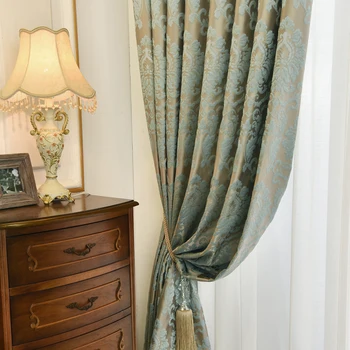 

European Jacquard Curtains Velvet for Living Room High Quality Luxury Blackout Curtains for Bedroom Ready-Made Window Drapes