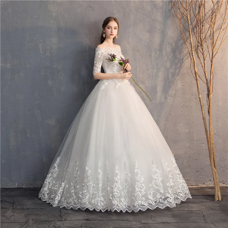 EZKUNTZA Half Sleeve Vintage Wedding Dresses 2022 Off Should Embroidery Vestidos De Noivas Plus Size Bridal Ball Gowns dresses for wedding