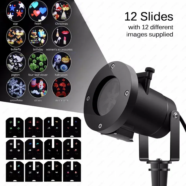 12w led projection light indoor outdoor spot lamp 12 slide films slide on light