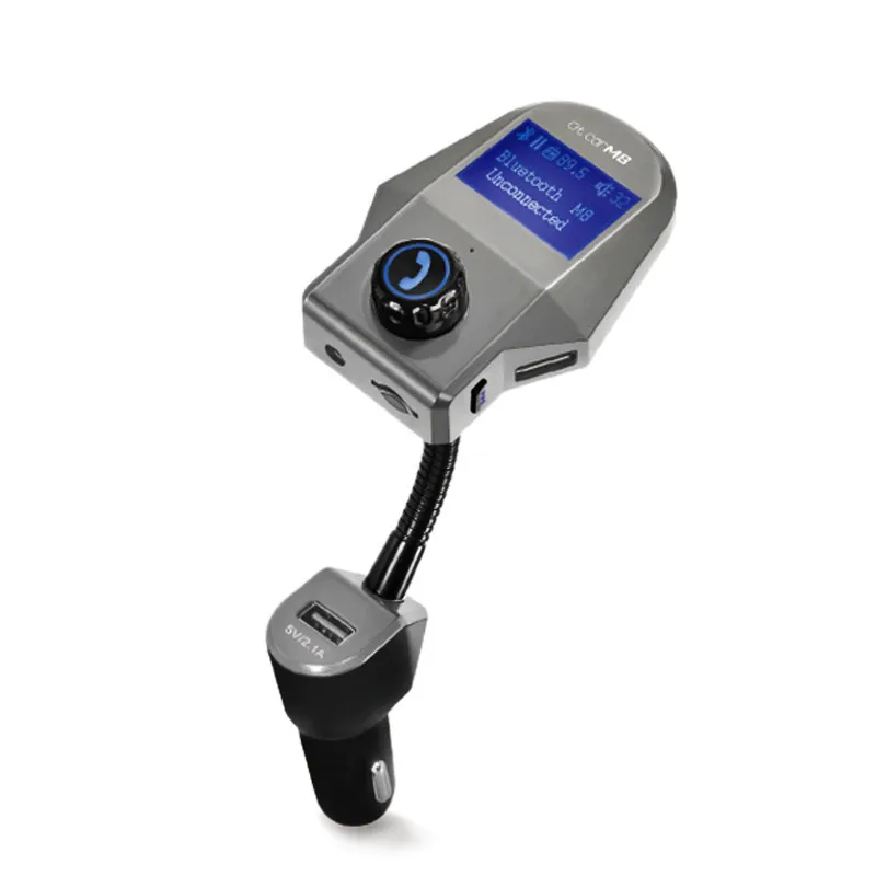 M8 Мини Портативный салона S Bluetooth автомобильный комплект fm-передатчик громкой связи MP3 плеер двойное зарядное устройство USB поддержка TF карты - Название цвета: Серебристый