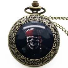 Antique Steampunk Quartz Pocket Watches Round Skull Gothic Style Fob Clock Pendant Men Gift Free Shipping