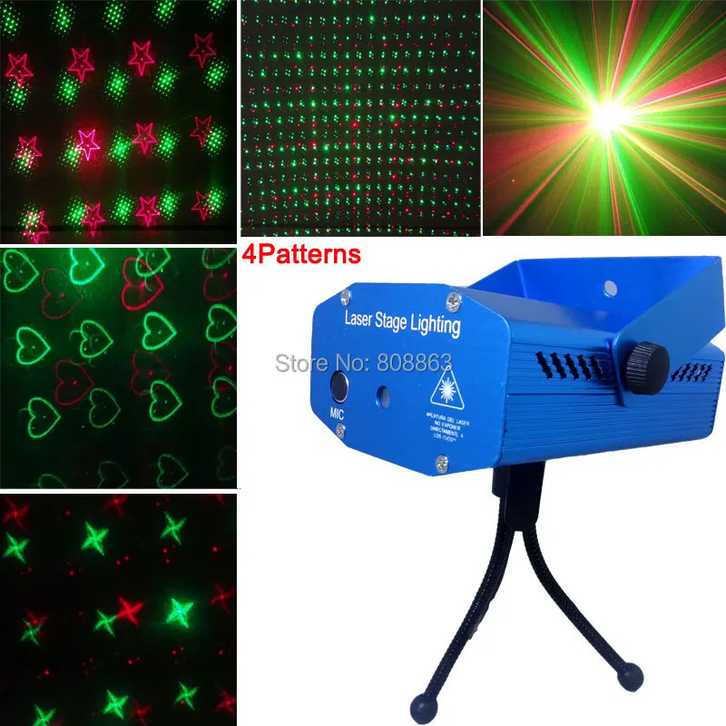 

xl66 new mini Red Green 4 patterns Laser projector gobo Party DJ Lighting light Disco club bar Dance stage Light show free ship