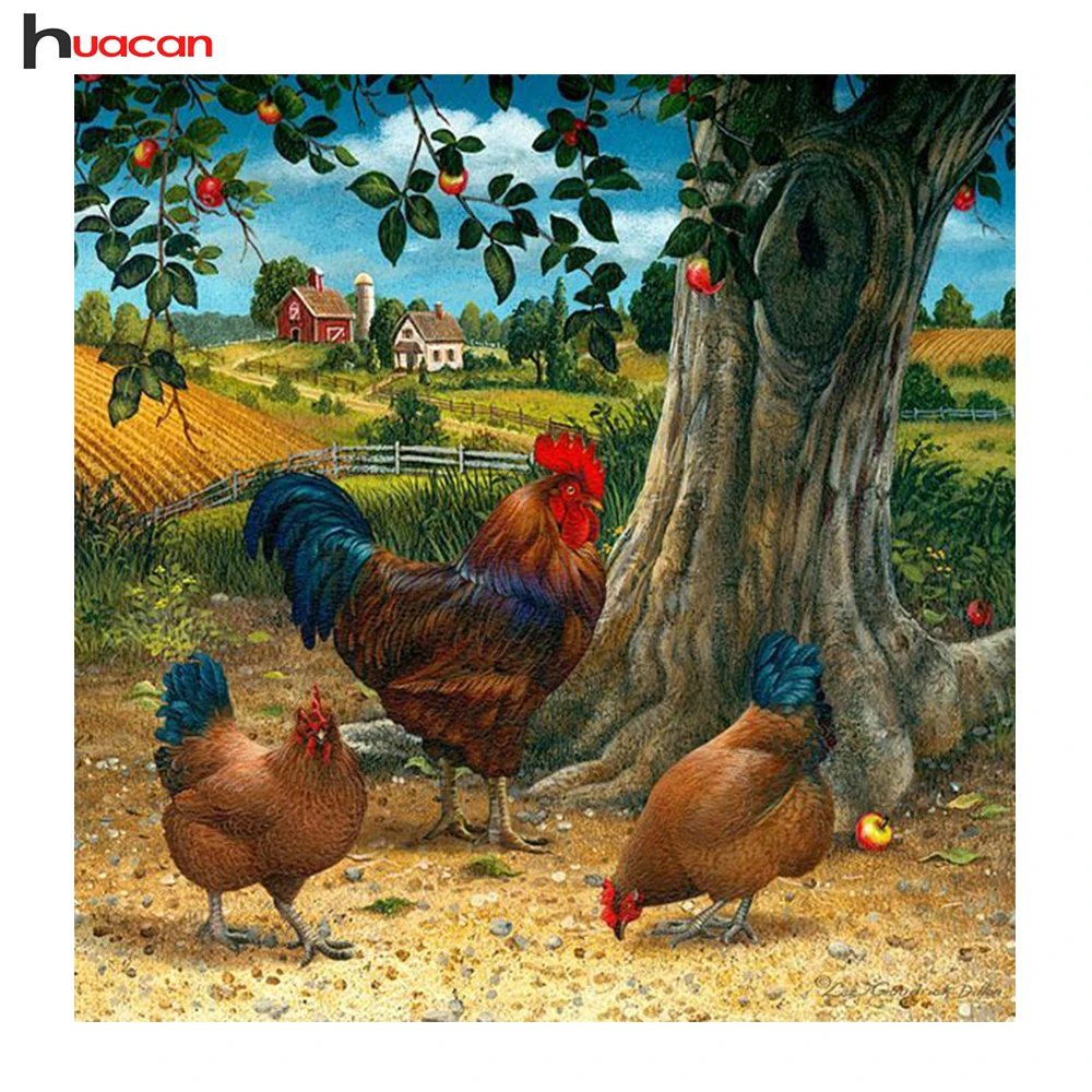 

Diamond Painting Chicken Pattern Full Square Resin Drill Diamond Embroidery Country Style Rhinestone Home Decor Unfinished Art