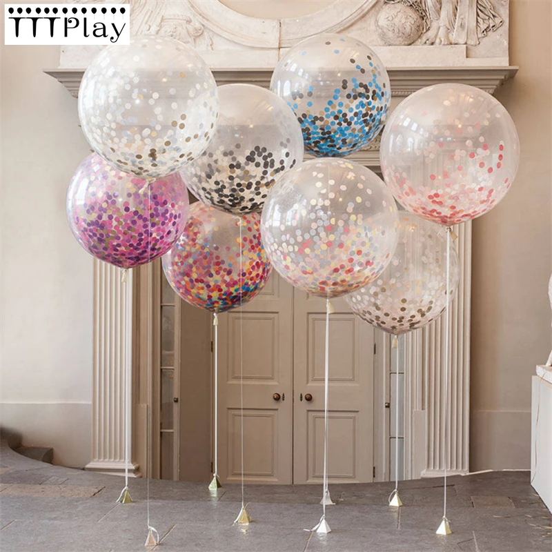 

5pcs 36inch Confetti Balloon Giant Clear Balloons Inflatable Wedding Decoration Large Balloons Festival Birthday Party Supplies