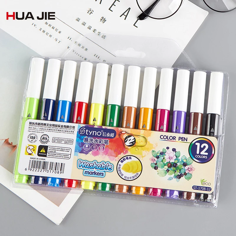 

Children Washable Water-color Pen Drawing Painting Graffiti Colorful Pen Student Water Brush Ink Pen Art Marker Pen ST-1708