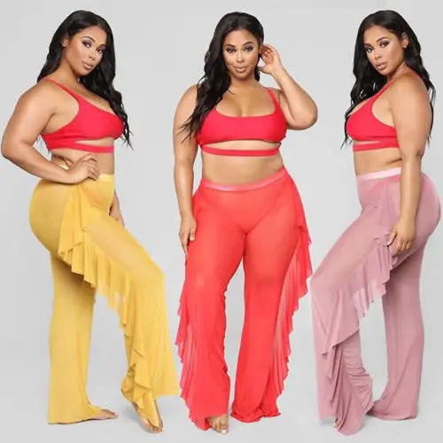 sheer cover up pants plus size