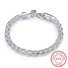 Lekani мужские ювелирные изделия 6 мм цепи 8 ''браслет 925 пробы Серебряный витой веревки звено цепи браслеты Bileklik Pulseras